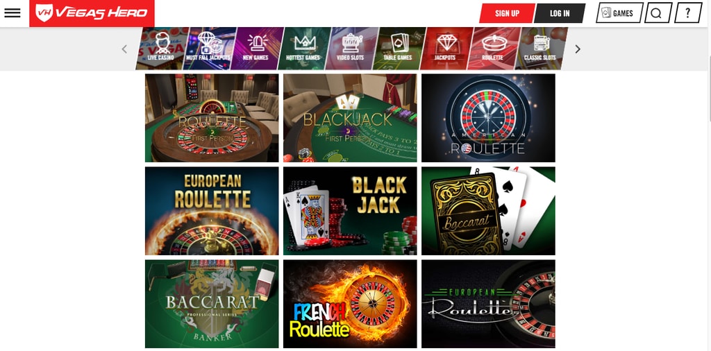 Spelsystemet roulette Vegas Hero 210825